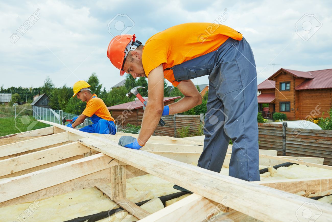 Carpenter workers on roof
